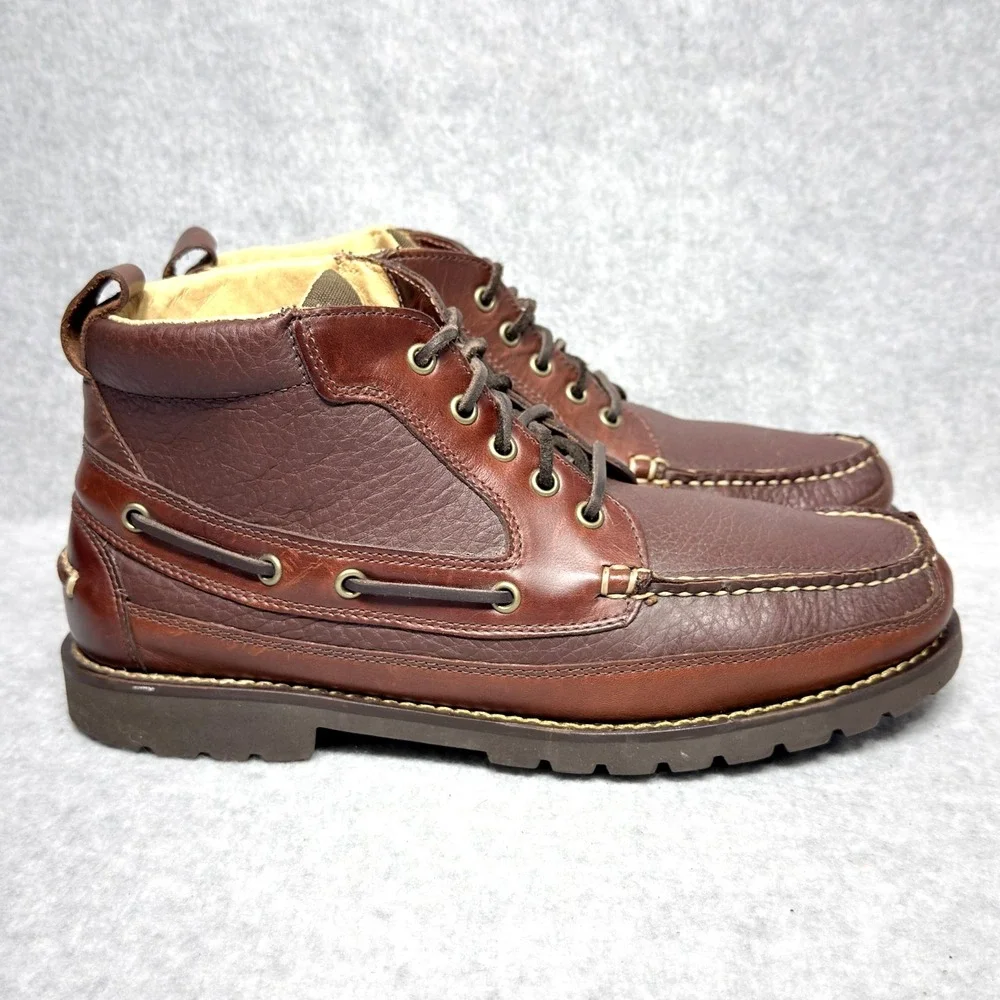 LL Bean Allagash Mens Size 10.5 Moc Toe Chukka Boots Brown Bison Leather